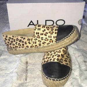 Aldo Cheetah print suede espadrilles slip ons